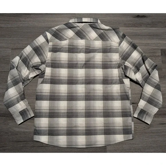 Alaskan Hardgear Men's Black White Gray Plaid Flannel Untucked Shirt Size Medium - Picture 7 of 7